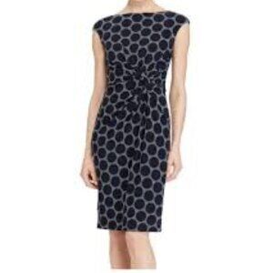Ralph Lauren Navy & White Circle Print Dress 14